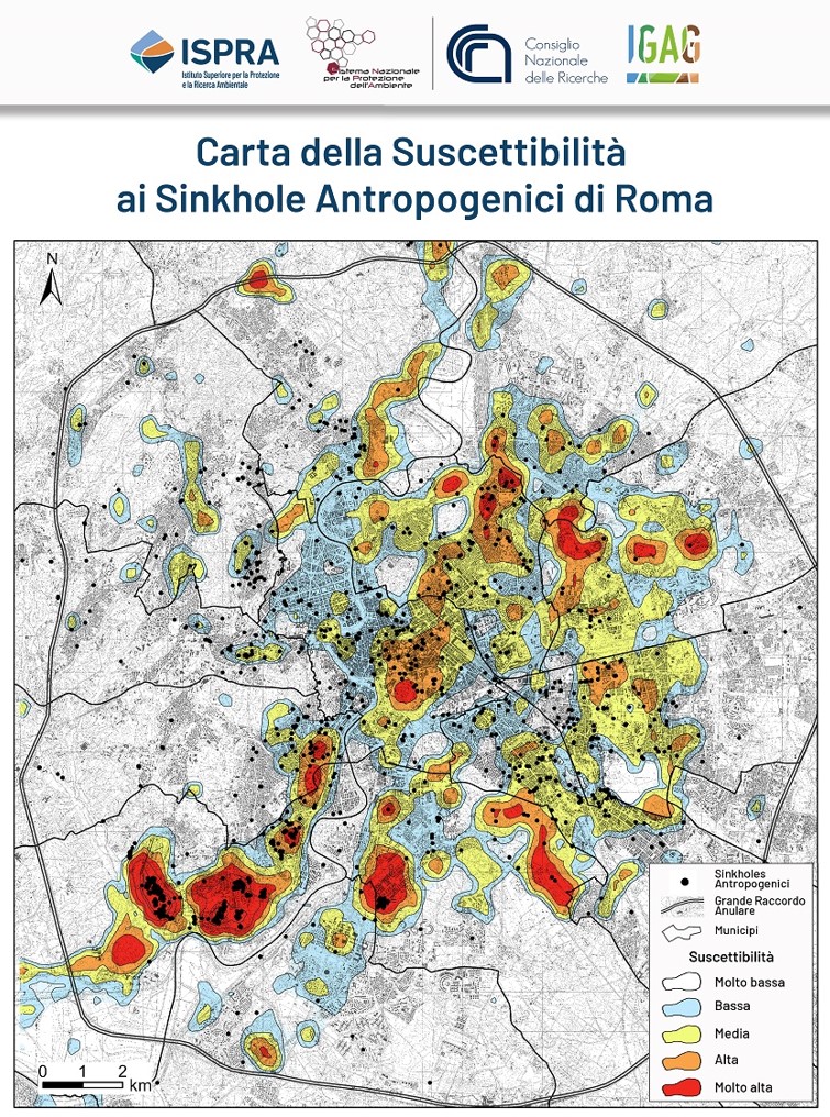mappa Roma voragini sinkholes 2022