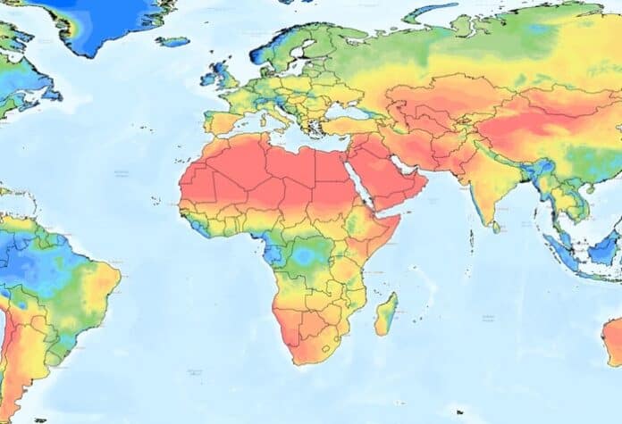 la mappa mondiale dell'aridità