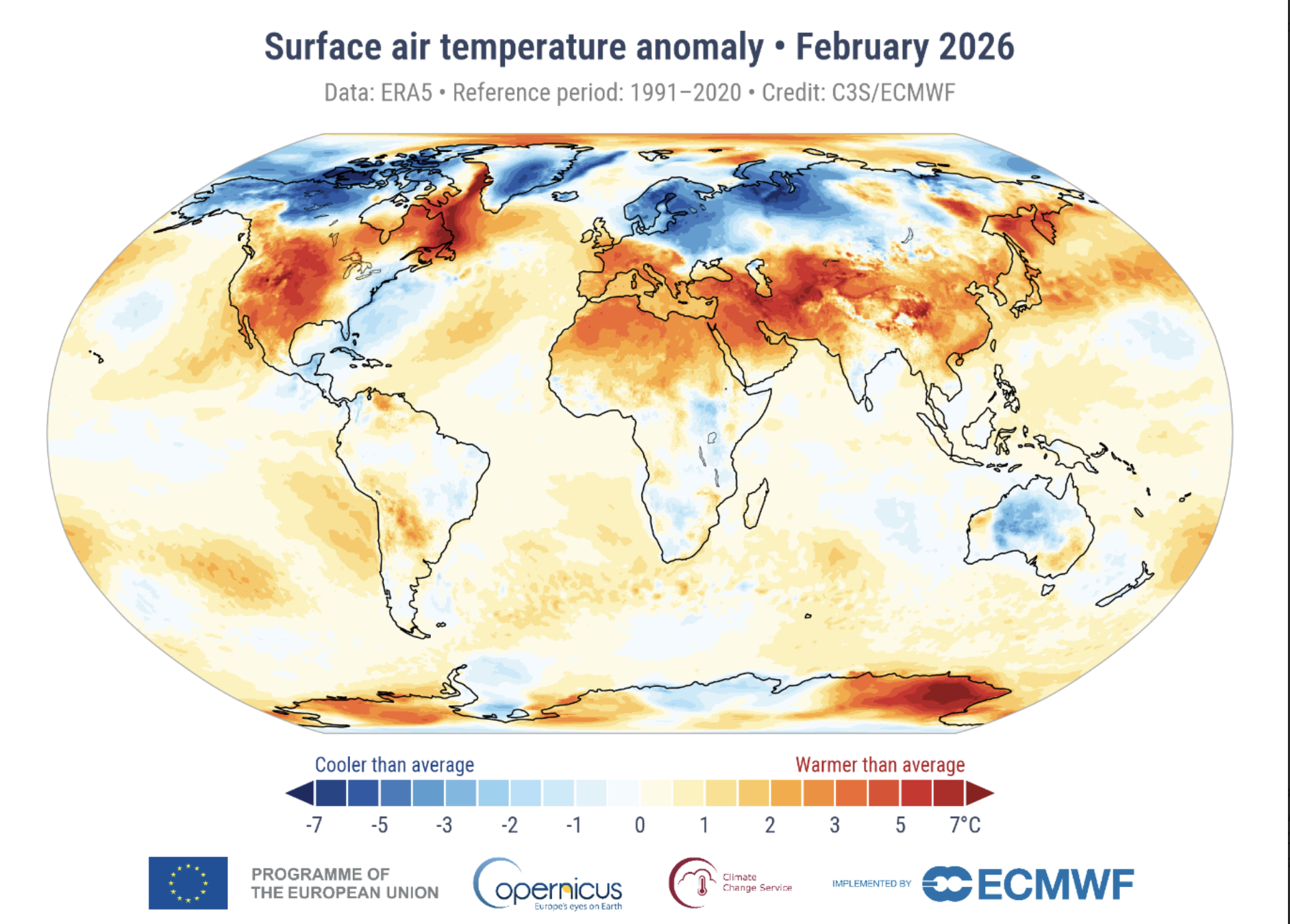 Clima febbraio 2026: temperature globali elevate, piogge estreme in Europa e dati Copernicus su ghiaccio marino e oceani.