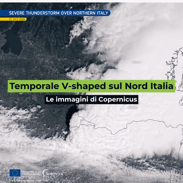 Immagine Copernicus di un Temporale V-shaped sul Nord Italia